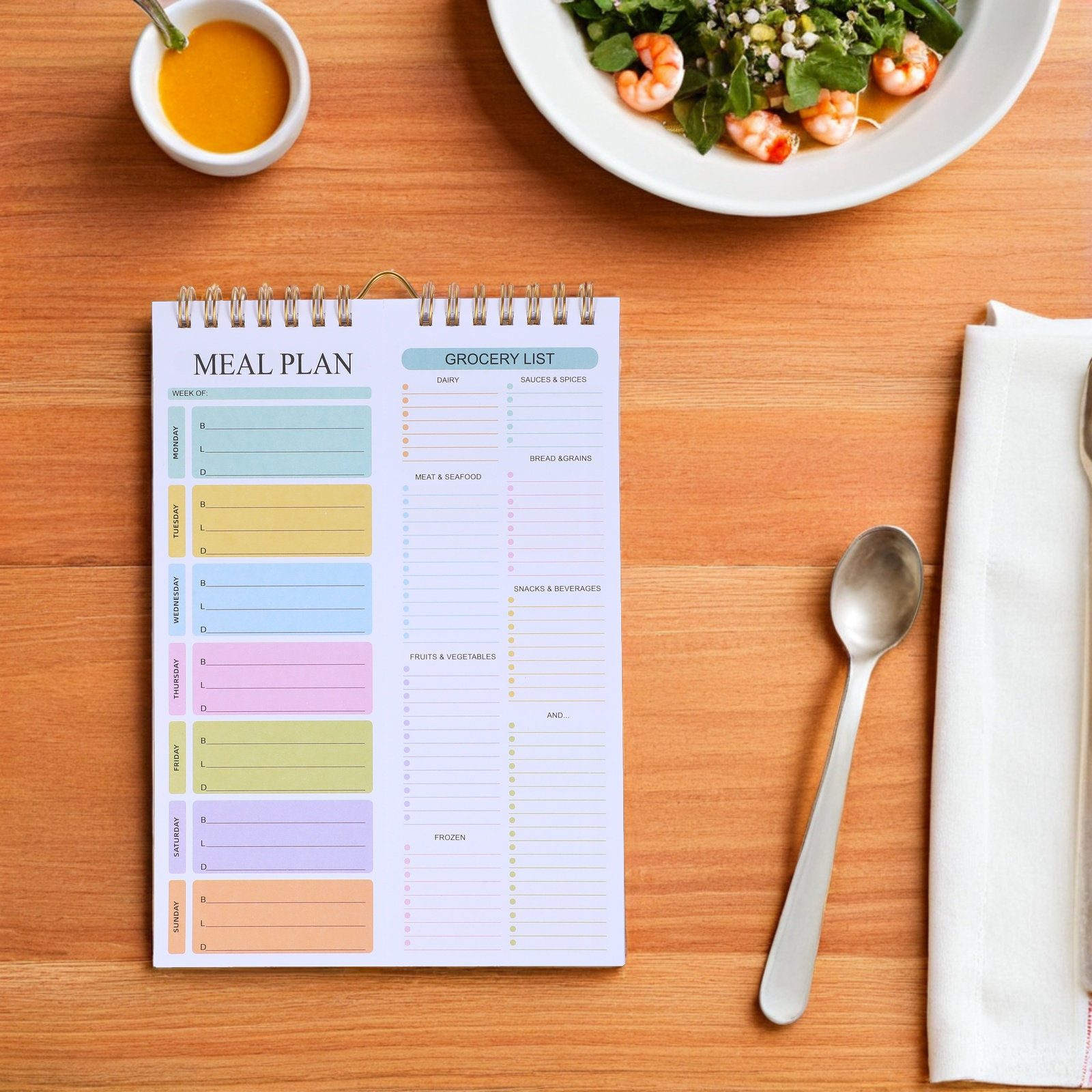 Meal Prep List - Cuaderno planificador de comidas semanal sin