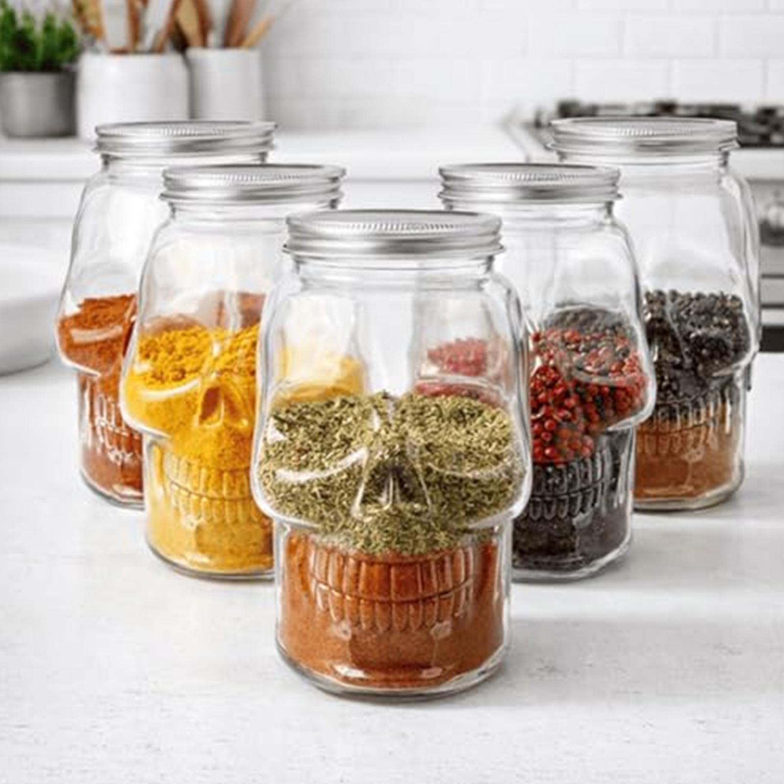 Meal Prep Kinder - Frascos transparentes con forma de calavera