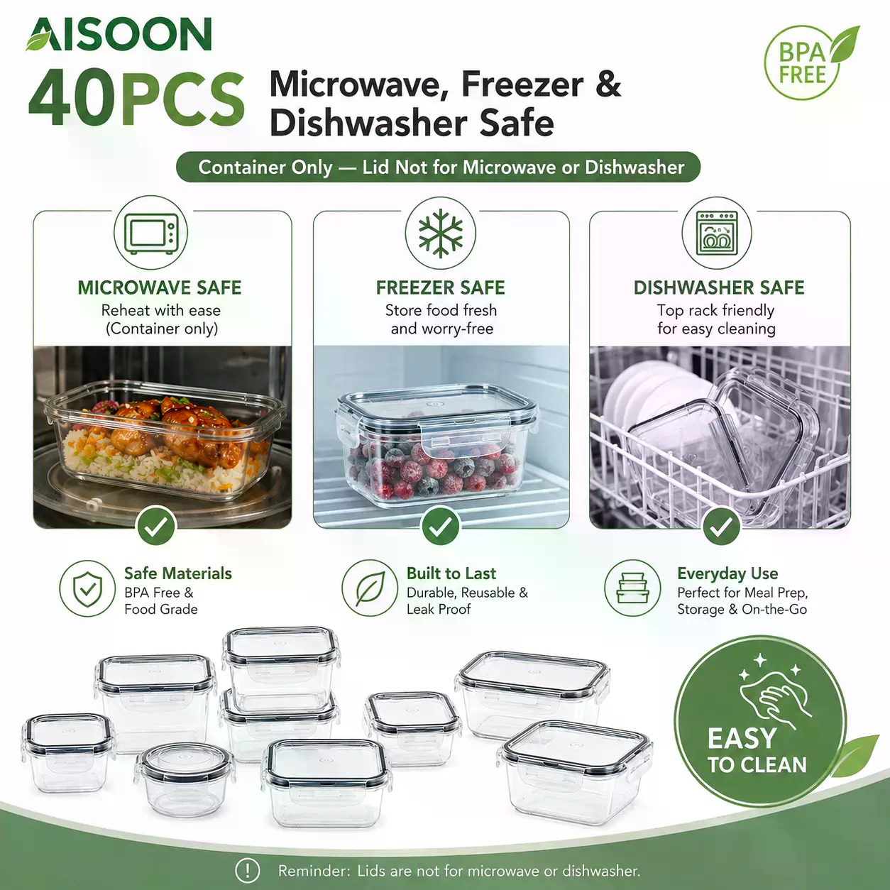 Juego de 40 Recipientes de Alm - Meal Prep List reseña y precio